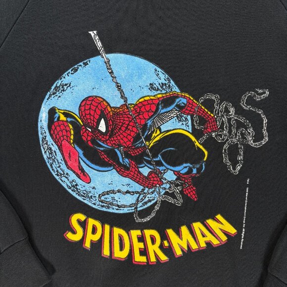 Vintage 1989 Spider-Man Sweatshirt XL Marvel Screen Stars USA Black Rare Comic - Picture 3 of 10